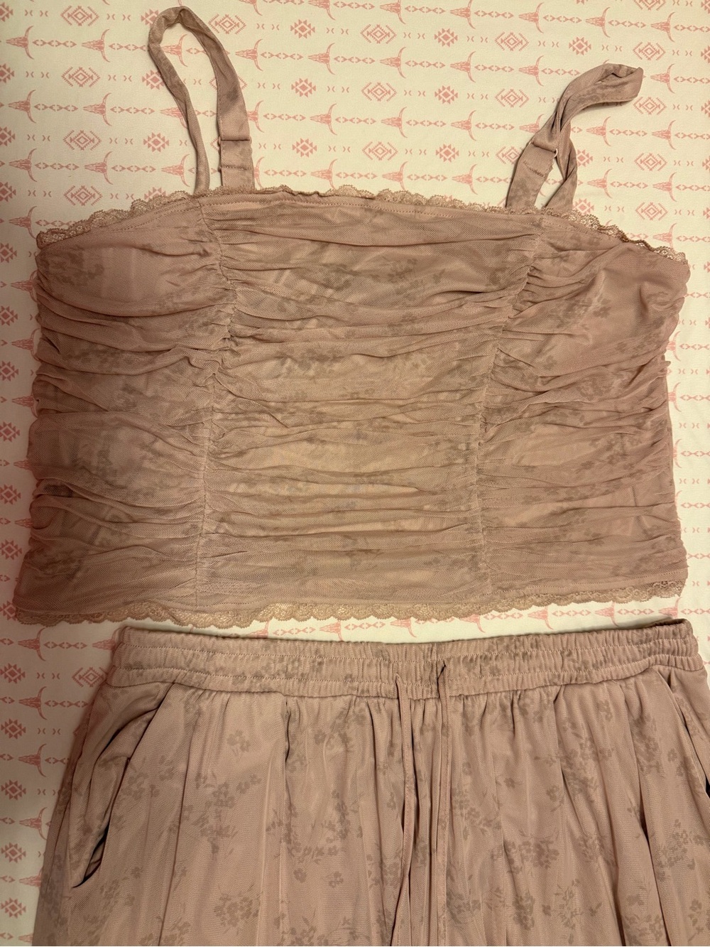 torrid Dusty Rose Ruched Crop & Skirt Set